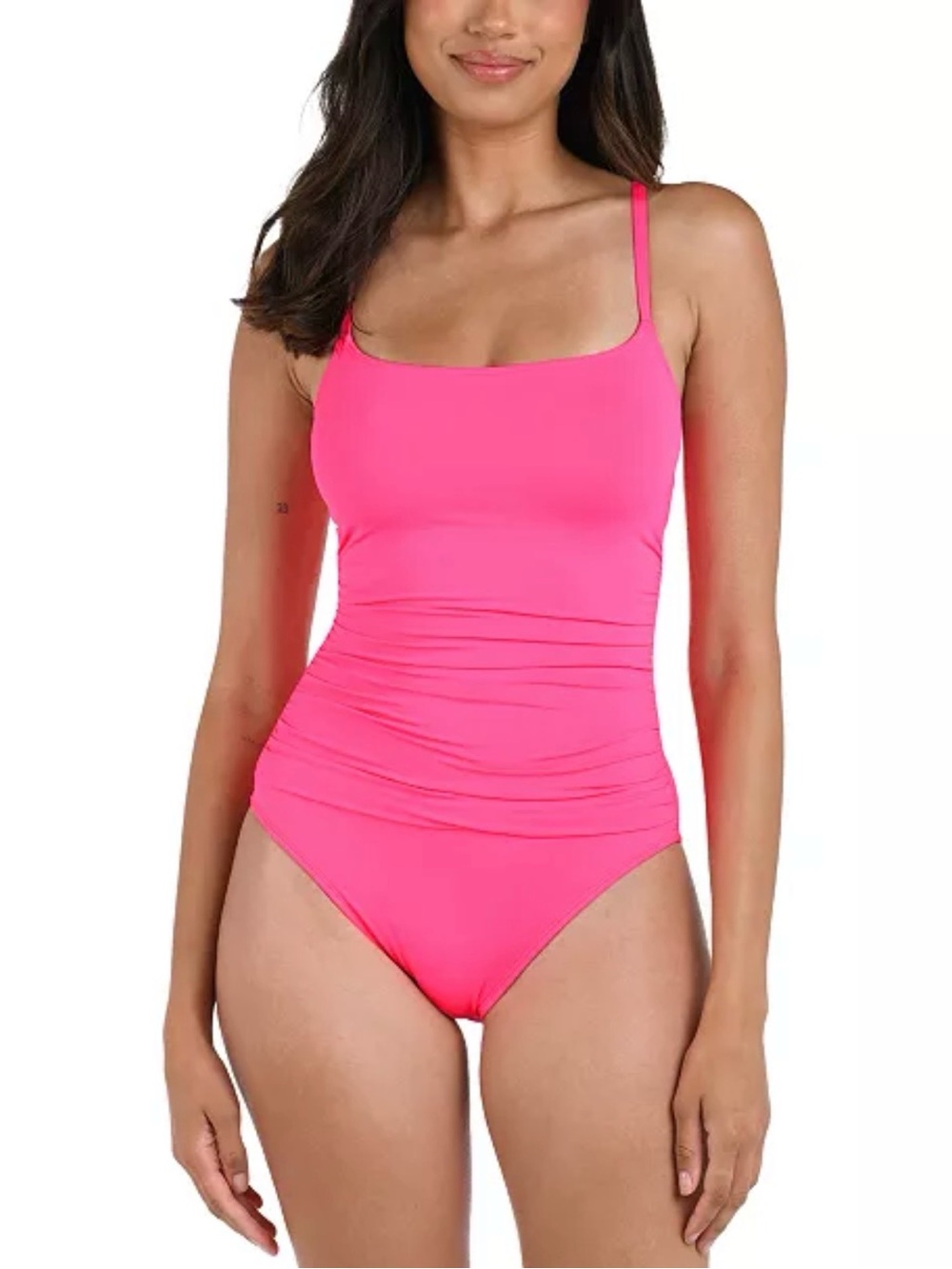NWT La Blanca Hot Pink Scoop-Neck One-Piece Swimsuit Sz 14